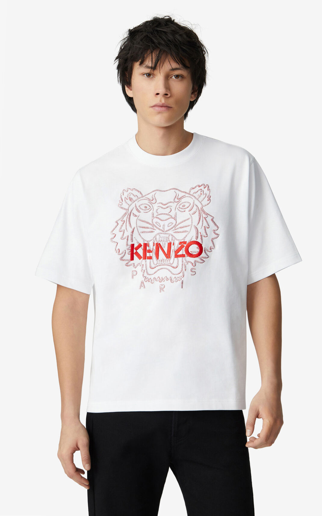 Kenzo Tiger loose fitting T-shirt Heren Wit | 27068MLHU